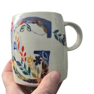 Anthropologie Petal Pallette Letter G Ceramic Mug